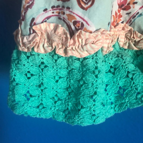 Infant Multicolor Dress. Stripes, Paisley, and Lace Pattern. Size 12 Months. EUC - Picture 5 of 8